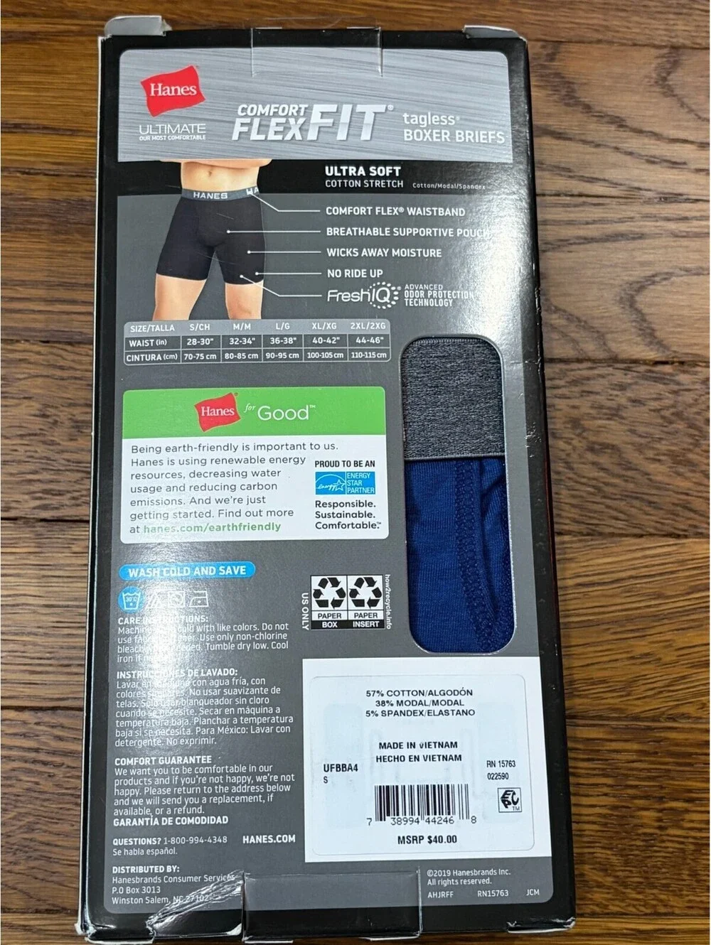 Hanes Ultimate Comfort Flex Fit Boxer Briefs 4 Pack Small New Open Box